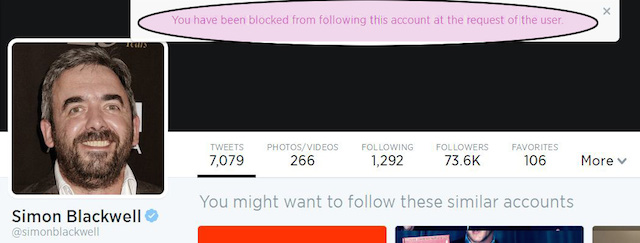 Blocked by Simon Blackwell